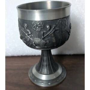 Vintage German Pewter Goblet Rein 95%Tin Deer Forest Hunter
